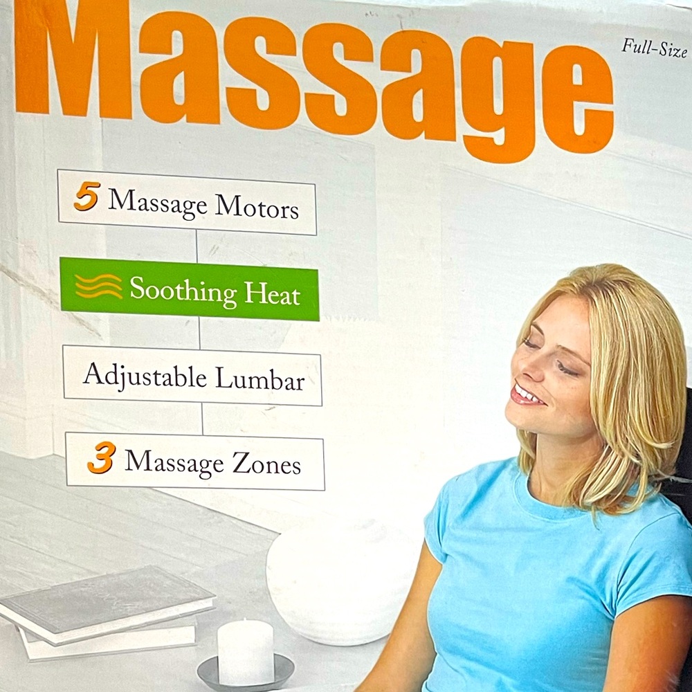New Massage Seat Topper w/5 Massage Motors, Soothing Heat-Neck, Shoulders, Back